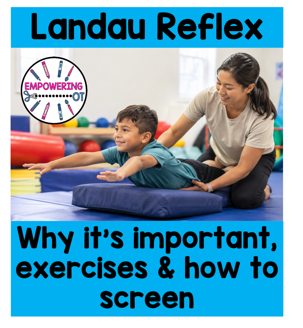 Child practicing a Landau reflex activity in occupational therapy to support postural control, core stability, and coordination.