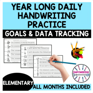 YEAR LONG DAILY HANDWRITING PRACTICE sample goals & data sheets OT SPED