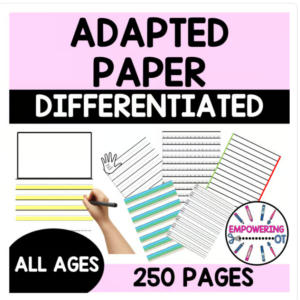 ADAPTED PAPER for handwriting Bundle for color & black/white printing Adaptive occupational therapy OT sped