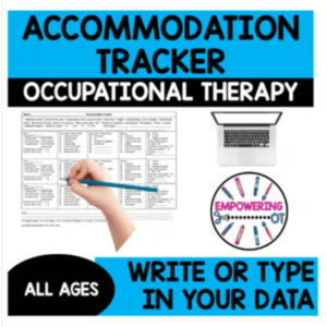 Accommodation Tracker Occupational Therapy Special Education SPED OT Handwriting Form