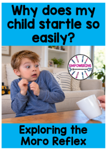 Child startling in response to a sudden noise, illustrating the Moro reflex and startle response in children.